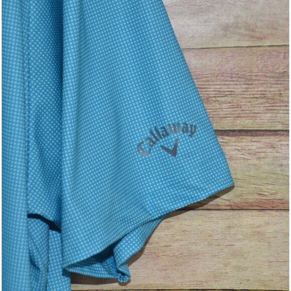 Callaway Opti Dri Men's Swing Tech Blue Micro Check Polo Golfing Shirt Size 2XLT - Picture 4 of 9